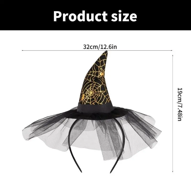 39BB Halloween Witch Hat Headband Adult Cosplay Headwear Festival Gathering Headpiece
