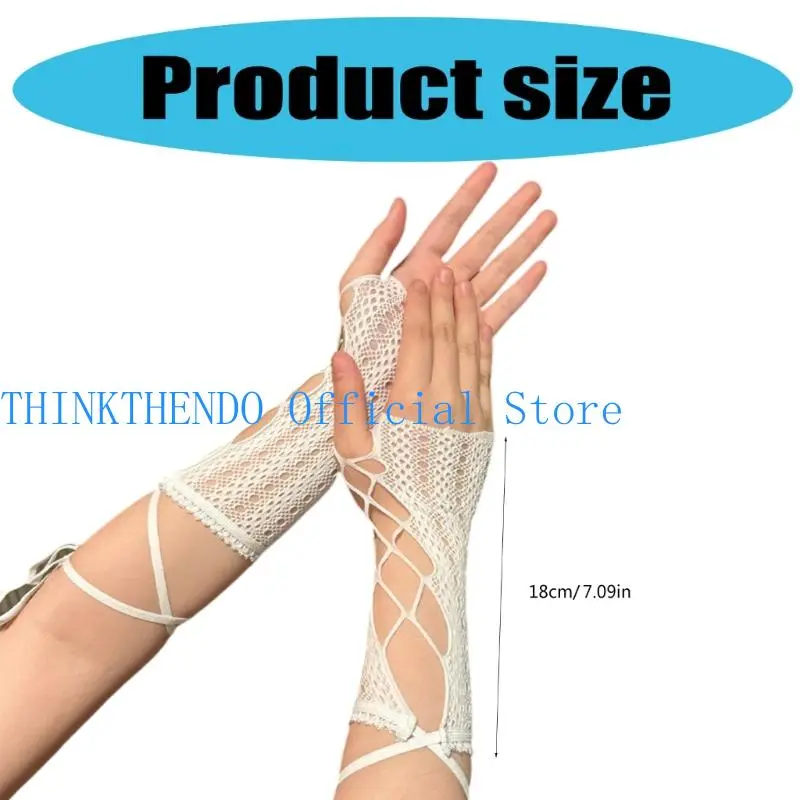 39BB 1pair Breathable Mesh Fashion Sleeves Youth Punk Sleeves Retro Lace Wrist Cover for Long Outdoor Use