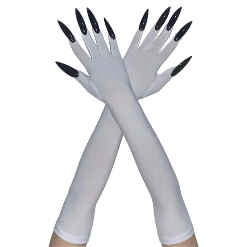 652F 2pcs Gothicism Costume Gloves Make Up Clawed Gloves Versatiles Costume Gloves for Halloween Cosplay