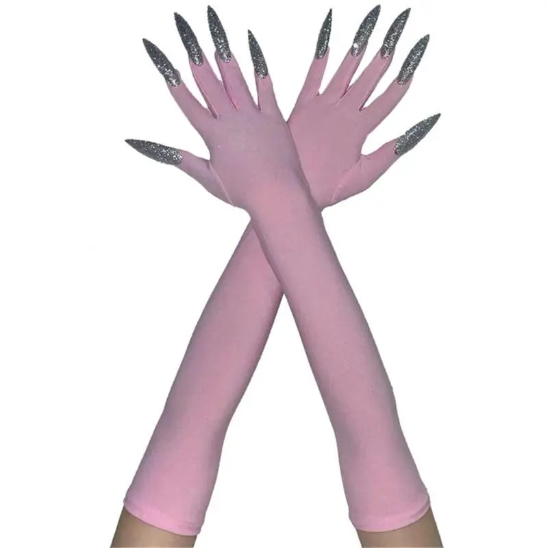 652F 2pcs Gothicism Costume Gloves Make Up Clawed Gloves Versatiles Costume Gloves for Halloween Cosplay