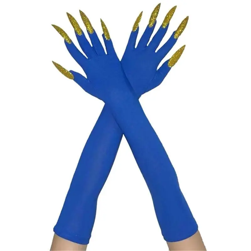 652F 2pcs Gothicism Costume Gloves Make Up Clawed Gloves Versatiles Costume Gloves for Halloween Cosplay