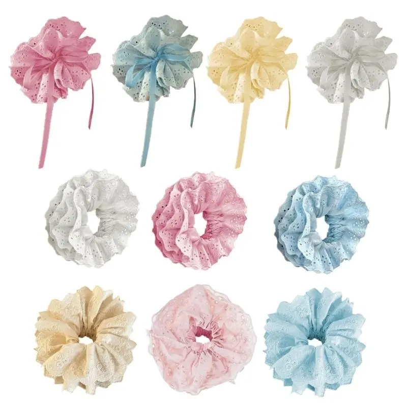 39BB Aesthetic Hair Scrunchies Women Elastic Lace Hair Ties Wedding Party Headwear