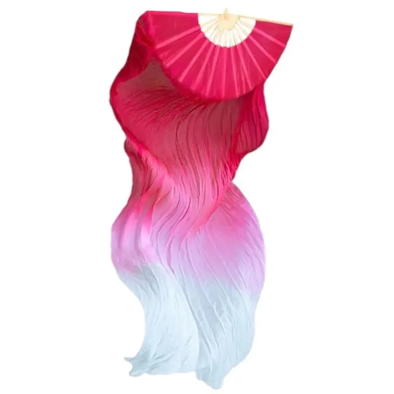 39BB Belly Dance Faux Silk Veil Fans Bamboo Long Fans Veils,Dance Performances Props