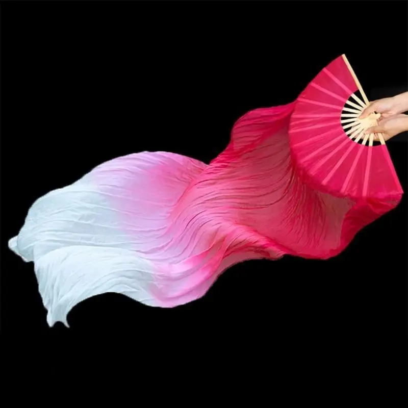 39BB Belly Dance Faux Silk Veil Fans Bamboo Long Fans Veils,Dance Performances Props