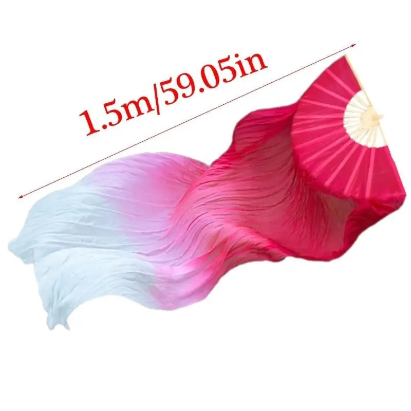 39BB Belly Dance Faux Silk Veil Fans Bamboo Long Fans Veils,Dance Performances Props