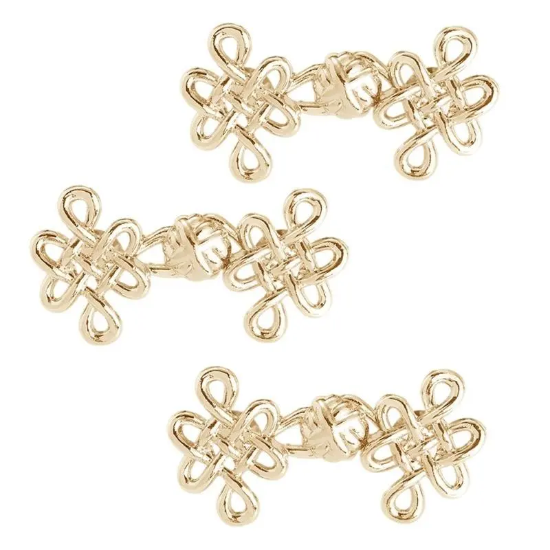 39BB Chinese Knot Waist Tightener 3/6Set Metal Plated Nonsewing Removable For Women and Girl Waist Decorative Accessories