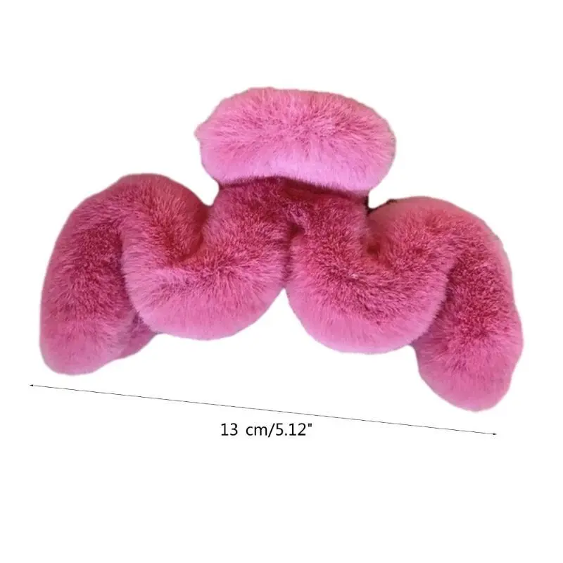 39BB Wavelike Plush Hair Clip Hair Claw Clips Hair Banana Barrettes Non-Slip Jaw Clip Girls Grab Hair Claw for Women