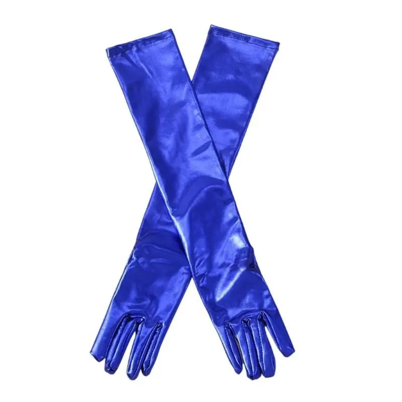 39BB Nightclub Gloves for Women and Girls Full Finger Metallic Gloves Party Supply