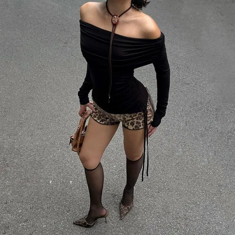 39BB Stylish Leopard Print Shorts With Sparkling Sequins Nightclub Fashion Shorts For Trendy Women Seeking Unique Party Wear