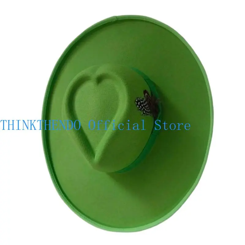 652F Homburg Cowboy Hats with Heart Top Fedoras Hat Top Hat Classical Porkpie Hat for Boy Men Hat Theme Party