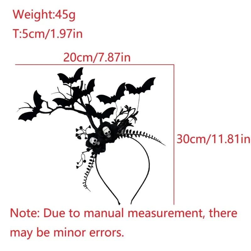 652F Dark Aesthetic Plastic Twig Headbands Lightweight Headwear For Goth Fashion Night Event Comfortable Hair Ornament