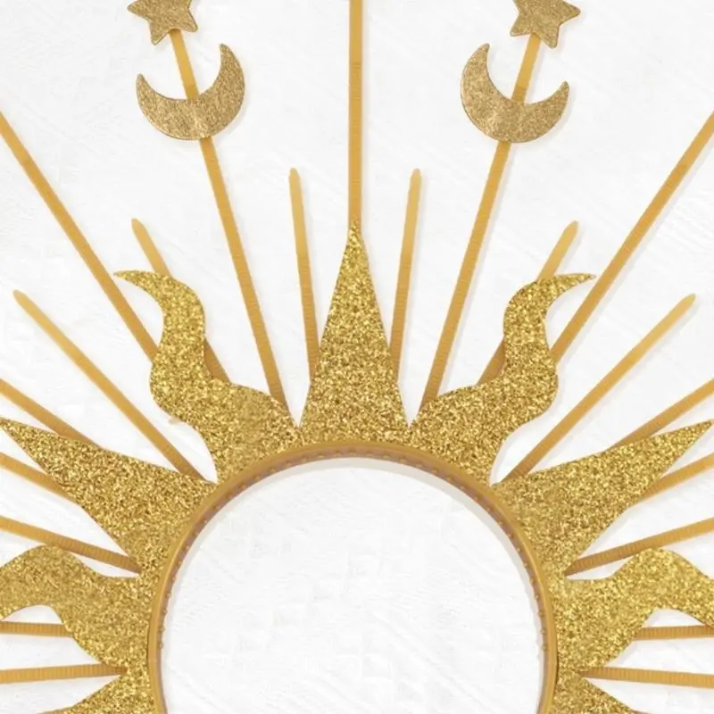 652F Baroque Crown Headband Spiked Headband Radiances Crownpiece for Stage Performing Festival Dressingup Accessory