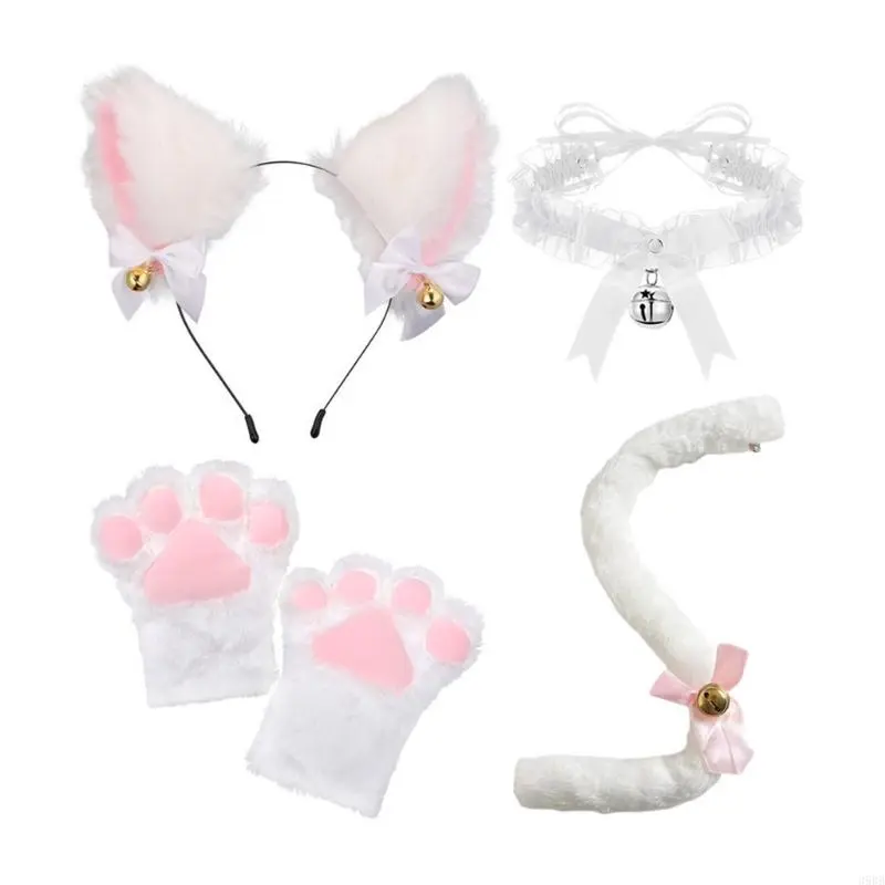 Costume Set Ears Tail Gloves Choker Animal Fancy-Dress Costume Accessories for Halloween Cosplay Props