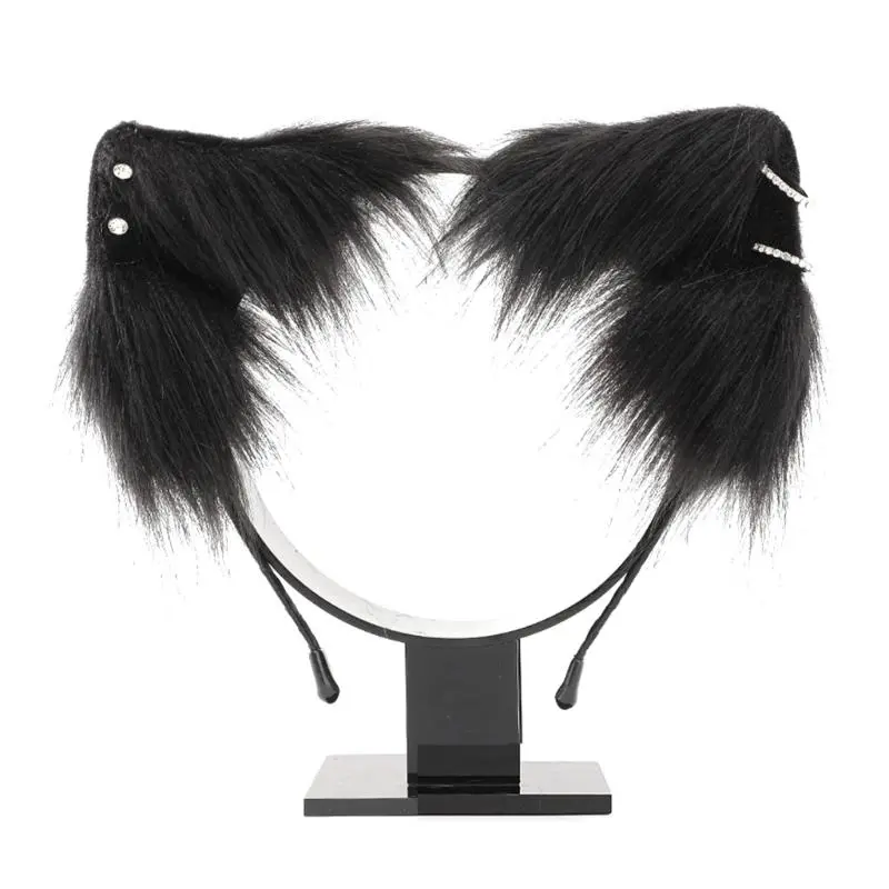 652F Anime Cosplay Props Hair Hoop Furry Hair Styling for Halloween Headband Furry Kitten Animal Carnivals