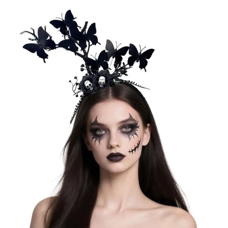 652F Dark Aesthetic Plastic Twig Headbands Lightweight Headwear For Goth Fashion Night Event Comfortable Hair Ornament
