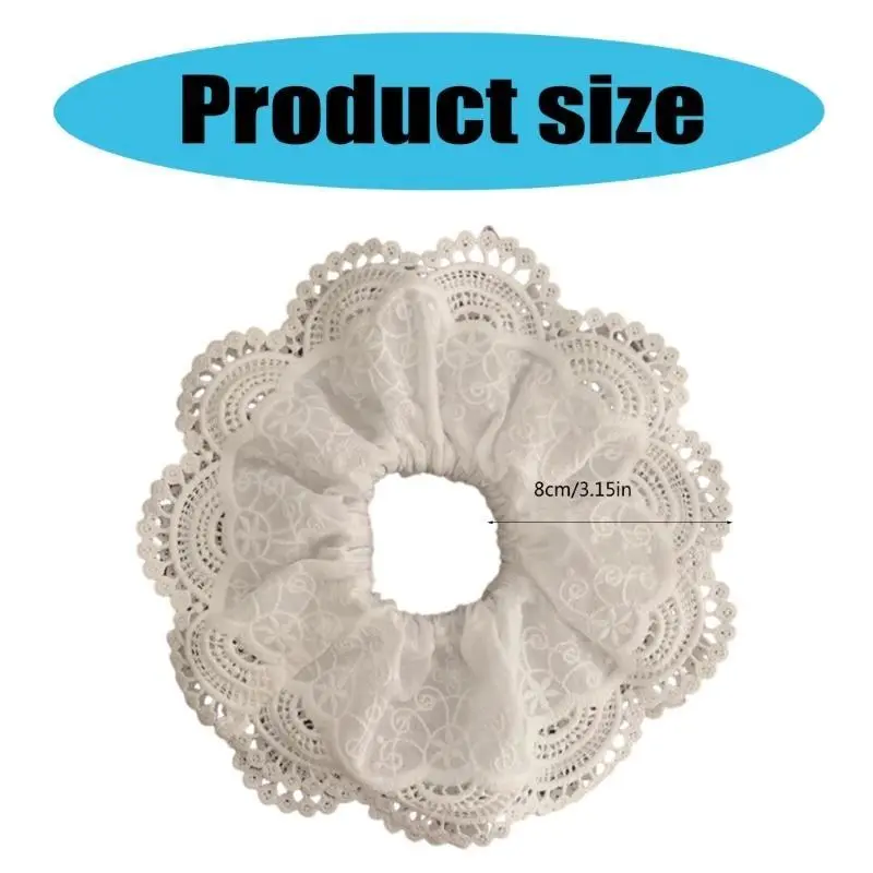 39BB French Lace Flower Hair Scrunchies Oversized Hair Bun Scrunchy Ponytail Holder Elastic Hairband All Matching Headpiece