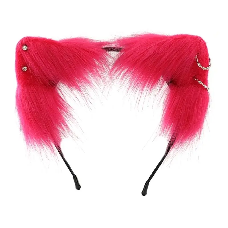 652F Anime Cosplay Props Hair Hoop Furry Hair Styling for Halloween Headband Furry Kitten Animal Carnivals