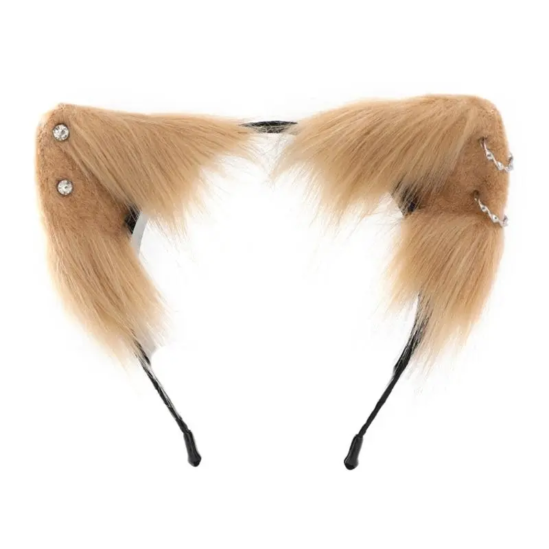 652F Anime Cosplay Props Hair Hoop Furry Hair Styling for Halloween Headband Furry Kitten Animal Carnivals