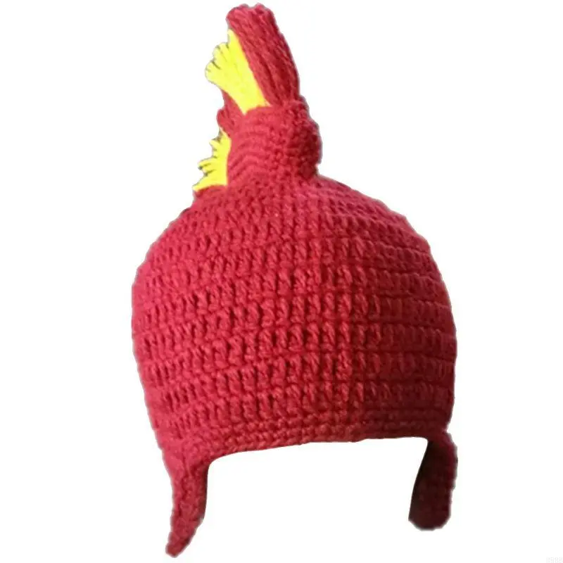 652F Unisex Funny Roman Knight  Knitted Hat Contrast Color Crochet Beanie Earflap  with Face Mask Cosplay Costume