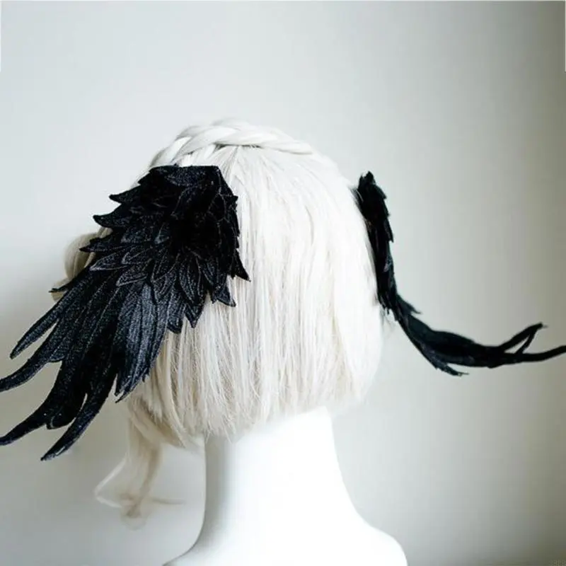 Angel Wing Hair Clips Barrette Angel Wing Hairpin Gothic Black White Hair Accessories for Girls Women Party