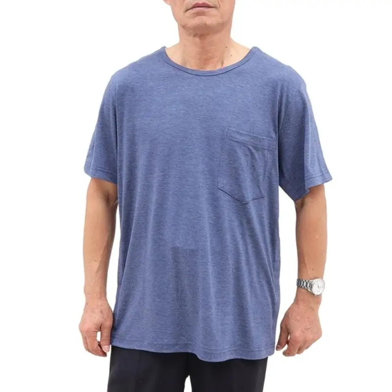 652F Full Tear Away Short Sleeve Chemo Port Access Shirt Full Open Dialysis Chemo Clothing Post Surgeries Shirt