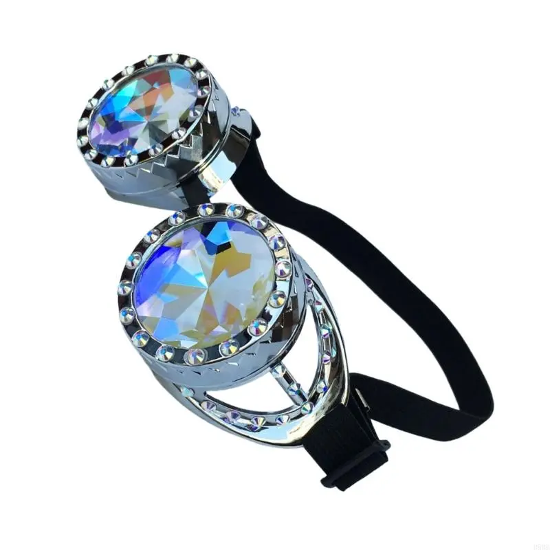 652F Steampunk Goggles Glasses Psychedelic Raves Goggles Prism Glasses Halloween Cosplay Festival Accessories