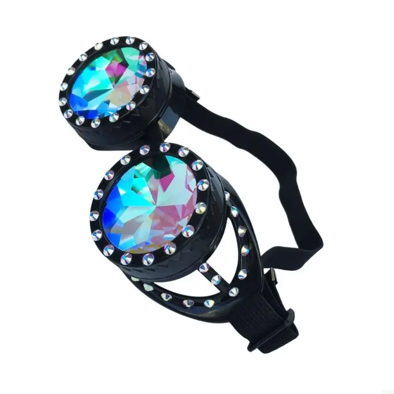 652F Steampunk Goggles Glasses Psychedelic Raves Goggles Prism Glasses Halloween Cosplay Festival Accessories
