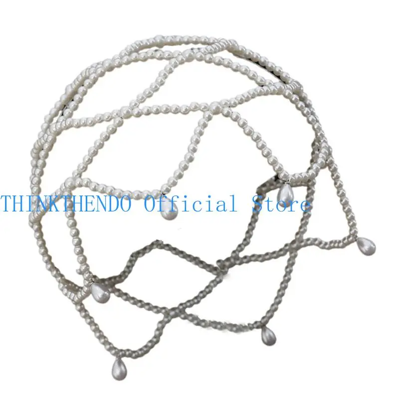 652F White Pearls Bridal Hat Handmade Wedding Headpiece Fashion Bridal Headwear for Bride and Special Occasion