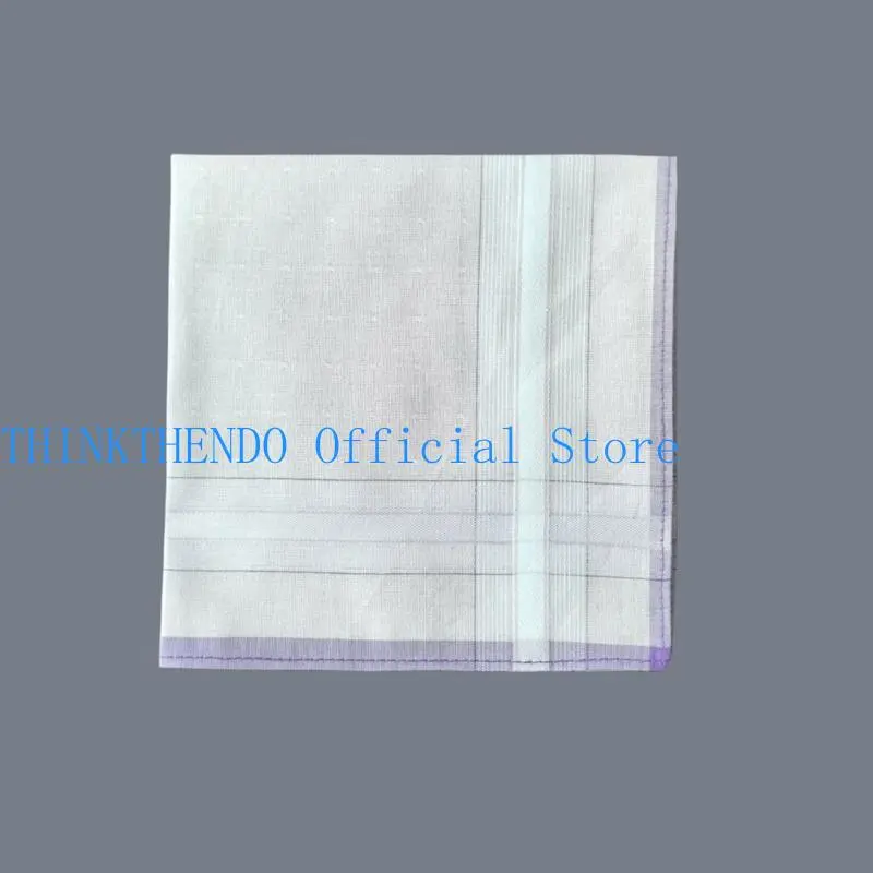652F 29x29CM Plain Handkerchief Towel for Adult Big Square Bandanas MultiUse Face Towel Man Sweat Wipe Hankie Set 6PCS