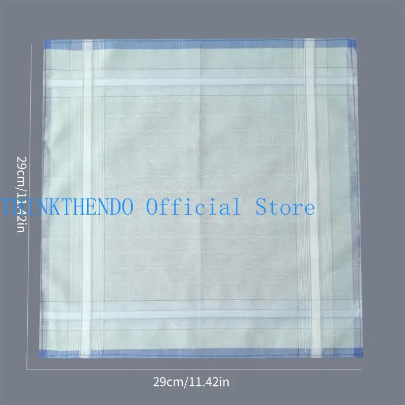 652F 29x29CM Plain Handkerchief Towel for Adult Big Square Bandanas MultiUse Face Towel Man Sweat Wipe Hankie Set 6PCS