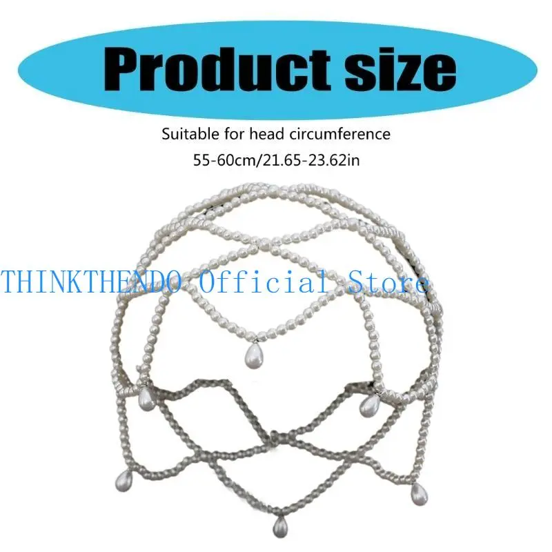 652F White Pearls Bridal Hat Handmade Wedding Headpiece Fashion Bridal Headwear for Bride and Special Occasion