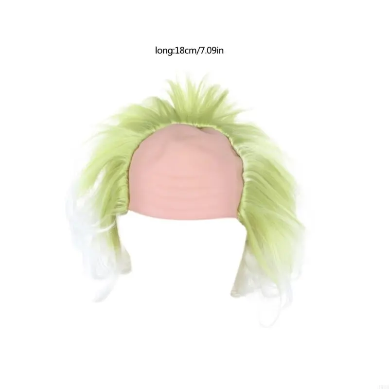 652F Green with Bald Caps Clown Short Curly Afro Green Omber Wavy Halloween Party Cosplay Costume Wigs Unisex