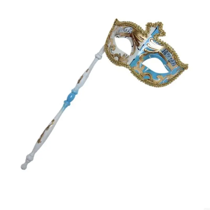 652F Retro Musical Note Masquerade Mask Halloween Costume Mask with Holding Party Mask Mardi Gras Mask Venetians Mask