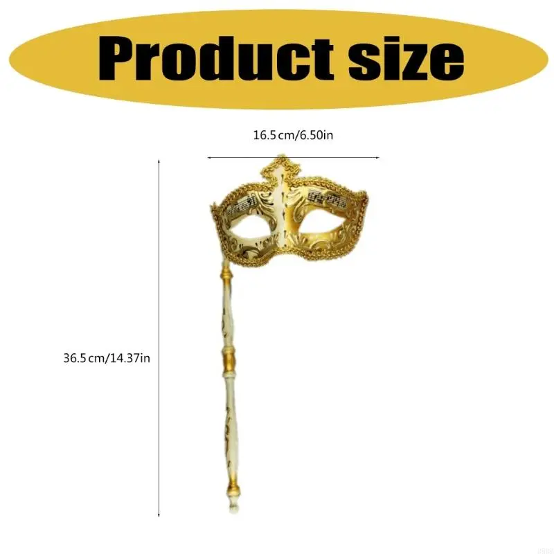 652F Retro Musical Note Masquerade Mask Halloween Costume Mask with Holding Party Mask Mardi Gras Mask Venetians Mask
