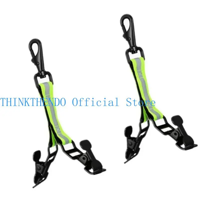 652F 2Pieces Brigade Reflective Glove Holders Clips with Rotating Buckle for Attaching to Belts Clothes and Tool Bag