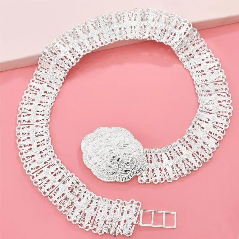 652F Antique Styles Engraved Belly Chain Durability Metal Fashion Women Belt for Party and Wedding Attires