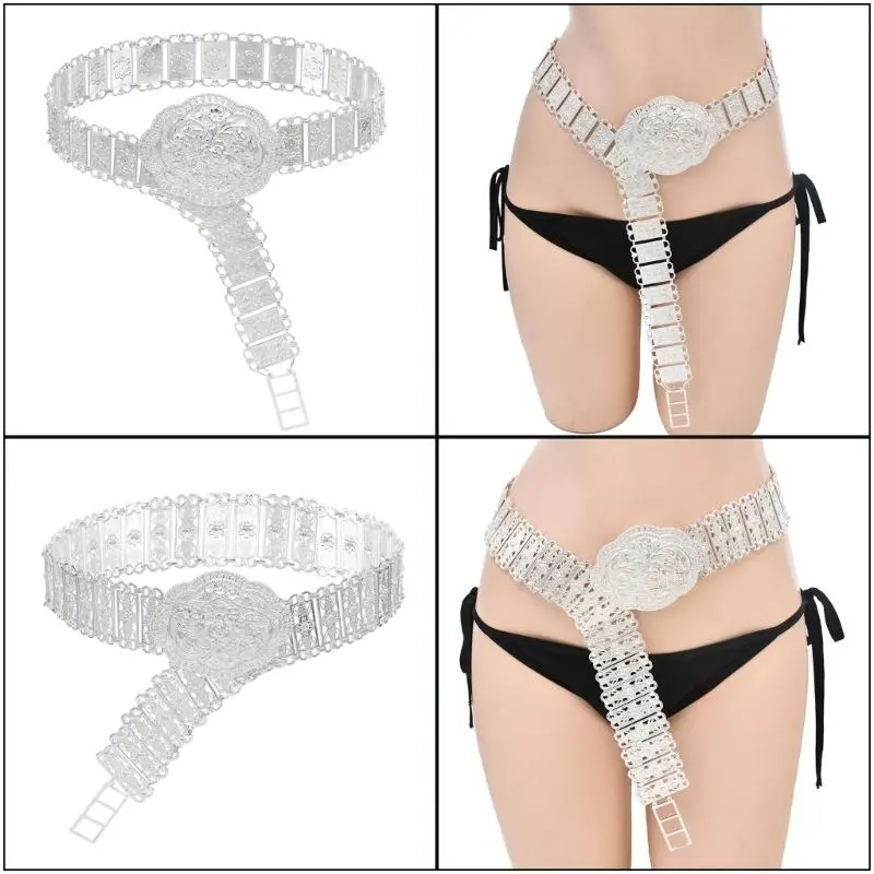 652F Antique Styles Engraved Belly Chain Durability Metal Fashion Women Belt for Party and Wedding Attires