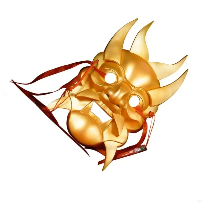 652F Unisex Masquerade Mask Hand Painted Nuo Operas Mask Cosplay Mask for Temple Carnival Halloween Dress up Party Mask Gift