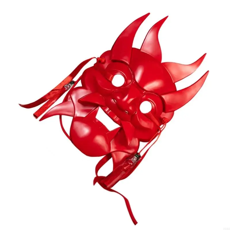 652F Unisex Masquerade Mask Hand Painted Nuo Operas Mask Cosplay Mask for Temple Carnival Halloween Dress up Party Mask Gift