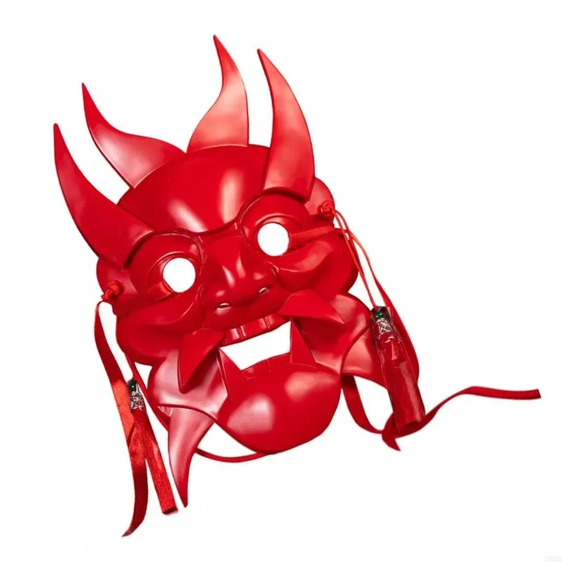 652F Unisex Masquerade Mask Hand Painted Nuo Operas Mask Cosplay Mask for Temple Carnival Halloween Dress up Party Mask Gift