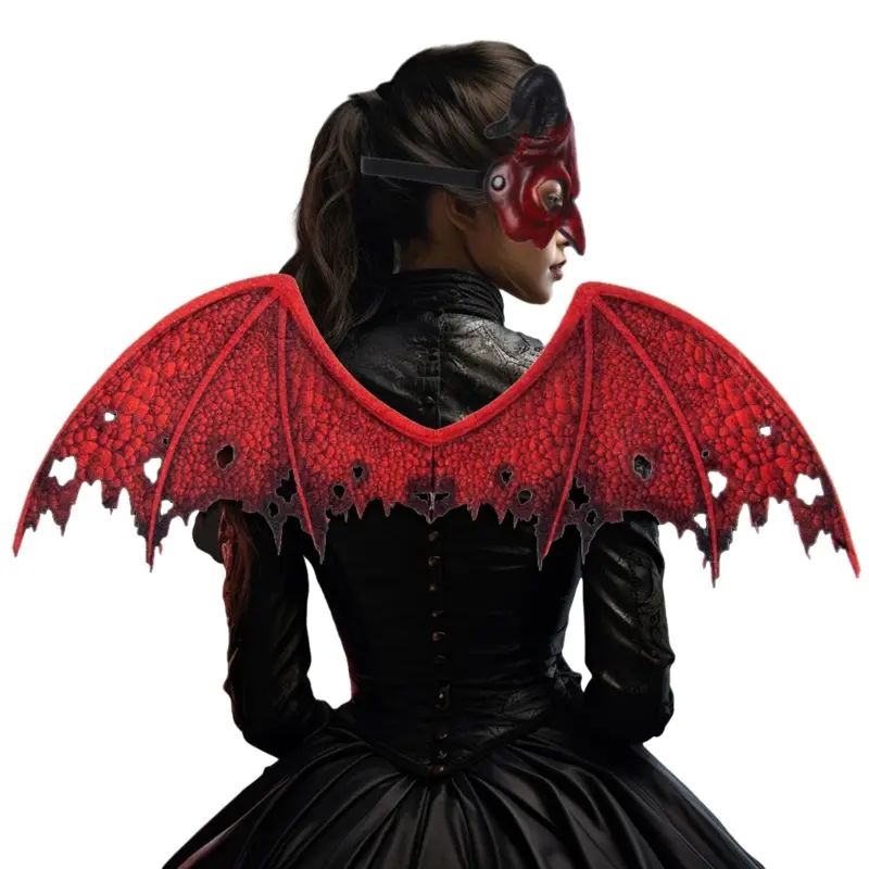 652F Dragon Wing Costume Cosplays Wing Demons Mask Halloween Demons Costume Devil Wing with Elastic Straps