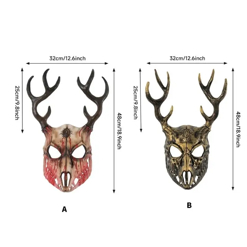 652F Reindeer Mask Full Face Mask Masquerade Mask Antler Mask Deer Head Mask Halloween Party Mask Carnivals Mask
