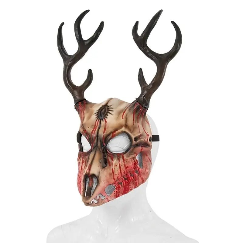 652F Reindeer Mask Full Face Mask Masquerade Mask Antler Mask Deer Head Mask Halloween Party Mask Carnivals Mask
