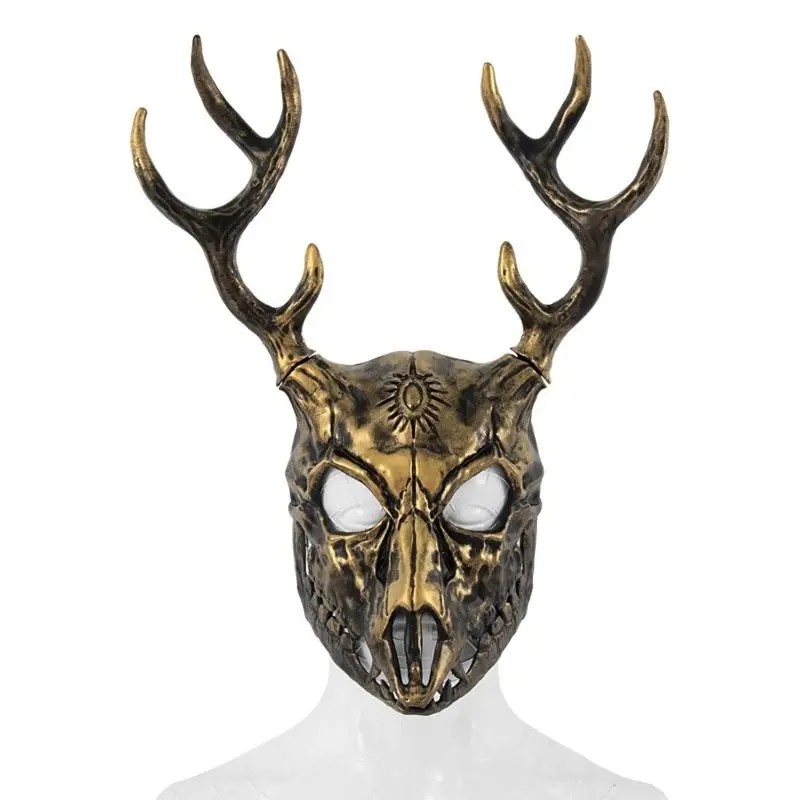 652F Reindeer Mask Full Face Mask Masquerade Mask Antler Mask Deer Head Mask Halloween Party Mask Carnivals Mask