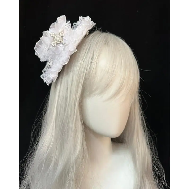 652F Fashion Lace Designs Hair Accessory with Hat Functionality Cosplay Hair Clip for Enhancing Any Hairstyle or Outfit