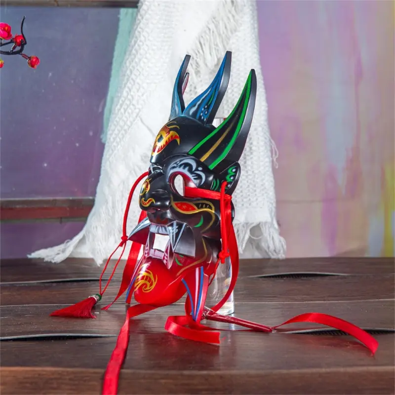 652F Unisex Masquerade Mask Hand Painted Nuo Operas Mask Cosplay Mask for Temple Carnival Halloween Dress up Party Mask Gift