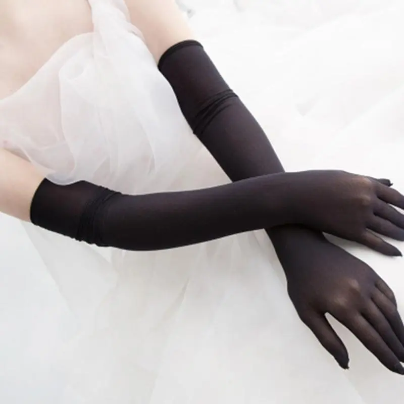 652F Ultra-thin Gloves for Women and Girls in Theme Party Comfortable to Wear Elastic Nightclub Tulle Long Gloves Summer