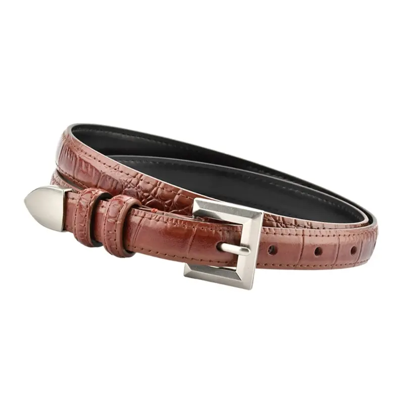 652F Girls Belt for Pants Women's Leather Waist Band Sash 18mm Thin Waistband Decorative Waist Ornament Clothing Accessory
