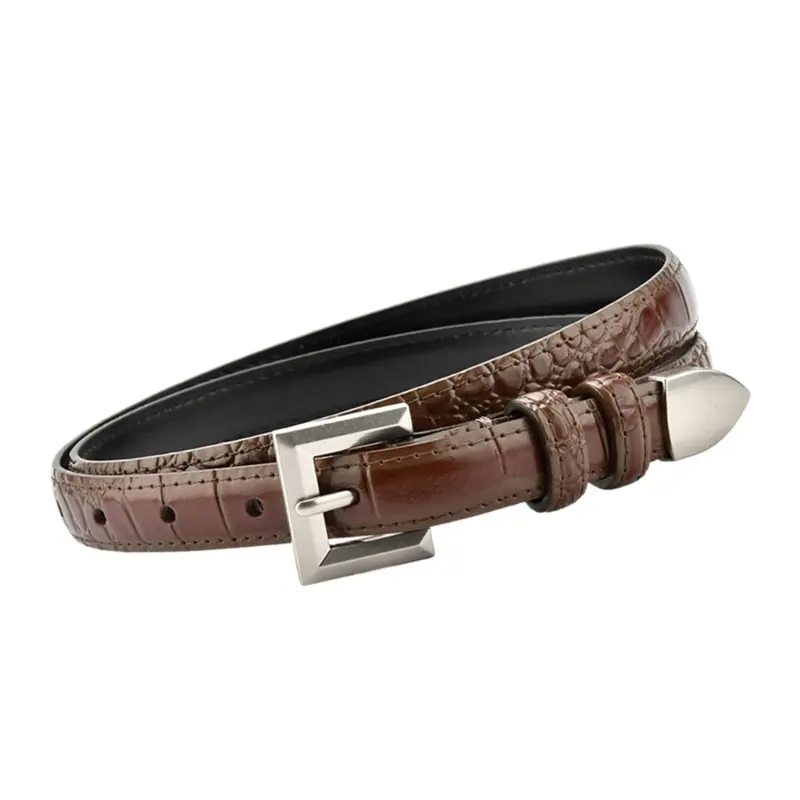 652F Girls Belt for Pants Women's Leather Waist Band Sash 18mm Thin Waistband Decorative Waist Ornament Clothing Accessory