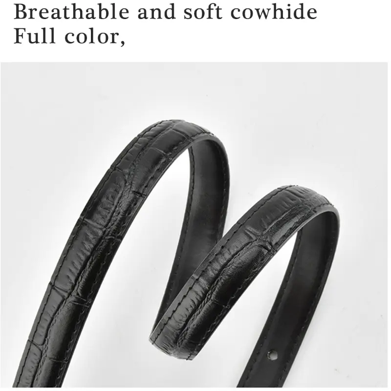 652F Girls Belt for Pants Women's Leather Waist Band Sash 18mm Thin Waistband Decorative Waist Ornament Clothing Accessory